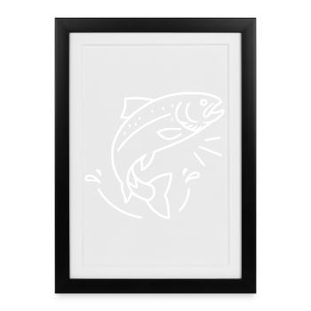 Action de pêche à la truite sauteuse - Affiche encadrée (27 × 37 cm) - noir - Devant