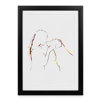 Dog Love Line Art - Framed poster (27 × 37 cm) - black - Front