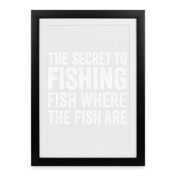 Le secret de la pêche : l’humour de la pêche à la pêche - Affiche encadrée (27 × 37 cm) - noir - Devant