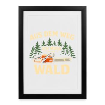 Cadeau drôle de bûcheron à la tronçonneuse tronçonneuse - Affiche encadrée (27 × 37 cm) - noir - Devant