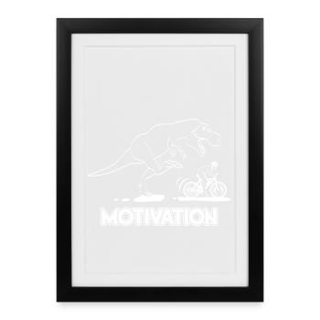 T-Rex Motivator & Cyclist - Framed poster (27 × 37 cm) - black - Front