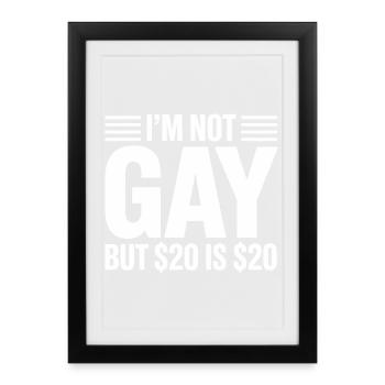 I'm not Gay, but 20$ is 20$- Funny Gen Alpha Slang - Framed poster (27 × 37 cm) - black - Front