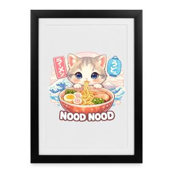 Ramen de chats Nood Nood – nouilles kawaii - Affiche encadrée (27 × 37 cm) - noir - Devant