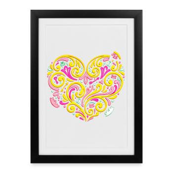Cœur tourbillonné plein d’amour et de romance - Affiche encadrée (27 × 37 cm) - noir - Devant