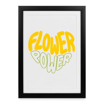 Flower Power Imprimé rétro - Affiche encadrée (27 × 37 cm) - noir - Devant