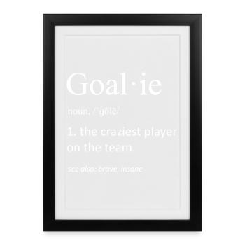 Silhouette du gardien de gardien de football avec battement de cœur avec ECG de gardien - Affiche encadrée (27 × 37 cm) - noir - Devant