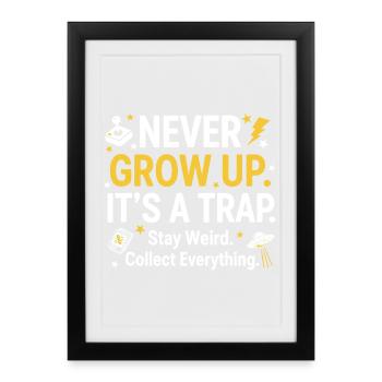 Grow Up Kidult Collectionneur rétro - Affiche encadrée (27 × 37 cm) - noir - Devant