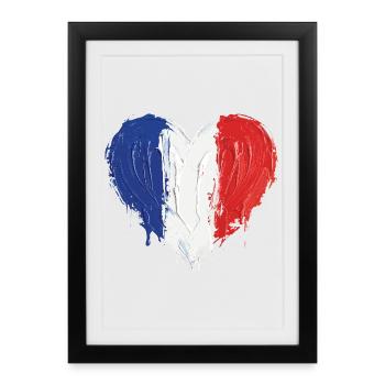 French Flag Heart Soccer Football - Framed poster (27 × 37 cm) - black - Front