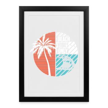 Beach Vibes Only Tropical Palm Circle Design - Framed poster (27 × 37 cm) - black - Front