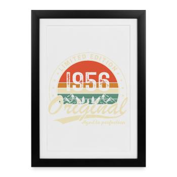 Cadeau d’anniversaire original vintage de 1956 - Affiche encadrée (27 × 37 cm) - noir - Devant