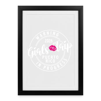 Warning Girls Trip Puerto Rico 2026 Spring Break - Framed poster (27 × 37 cm) - black - Front