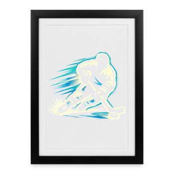 Joueur de hockey sur glace pour enfants offre des hommes - Affiche encadrée (27 × 37 cm) - noir - Devant