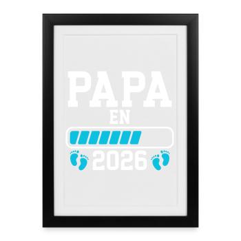 Futur papa 2026 annonce naissance - Affiche encadrée (27 × 37 cm) - noir - Devant