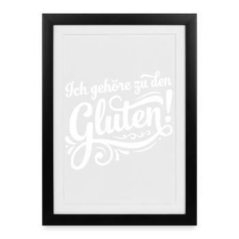 J’appartiens au jeu de mots Gluten – Drôle de mots - Affiche encadrée (27 × 37 cm) - noir - Devant