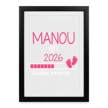Manou en 2026 Cadeau Annonce Future Grand-Mère - Affiche encadrée (27 × 37 cm) - noir - Devant