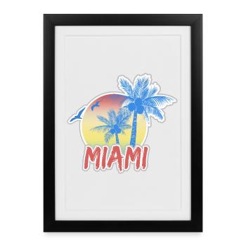 Miami Beach - Affiche encadrée (27 × 37 cm) - noir - Devant
