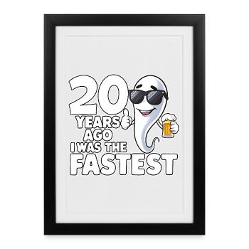 20 Years Ago The Fastest Funny Birthday - Framed poster (27 × 37 cm) - black - Front