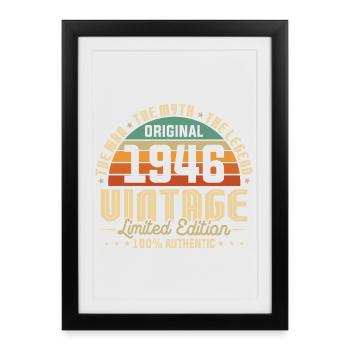 Cadeau d’anniversaire vintage original des années 1980 - Affiche encadrée (27 × 37 cm) - noir - Devant