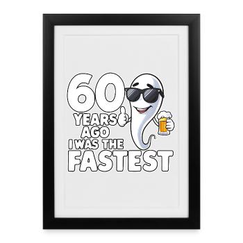Il y a 60 ans, l’anniversaire le plus rapide et drôle - Affiche encadrée (27 × 37 cm) - noir - Devant
