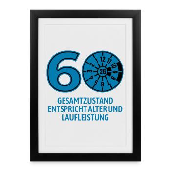 HU mars 2026 - 60 ans - cadeau d’anniversaire - Affiche encadrée (27 × 37 cm) - noir - Devant