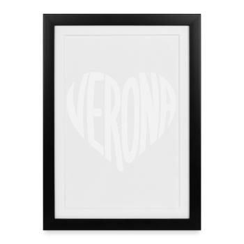 Verona Heart Typography - Framed poster (27 × 37 cm) - black - Front
