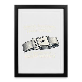 CE message de ceinture : Ceinture de sécurité avion - Affiche encadrée (27 × 37 cm) - noir - Devant