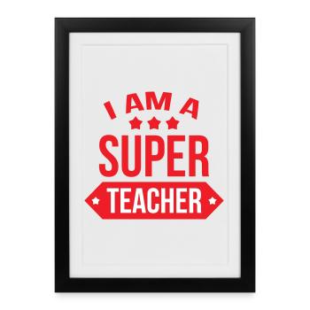 Great Teacher Modern Typography and Stars - Framed poster (27 × 37 cm) - black - Front
