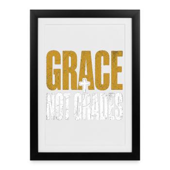 La grâce n’évalue pas Enseignant chrétien Jésus foi - Affiche encadrée (27 × 37 cm) - noir - Devant