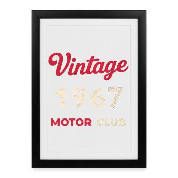 Année de naissance rétro du Motor Club vintage 1967 - Affiche encadrée (27 × 37 cm) - noir - Devant