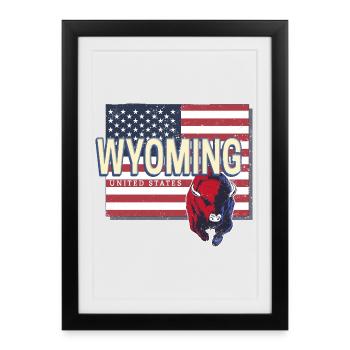 Wyoming United States Retro Map USA - Framed poster (27 × 37 cm) - black - Front