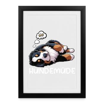 Chien de montagne bernois fatigué Chien de montagne bernois - Affiche encadrée (27 × 37 cm) - noir - Devant