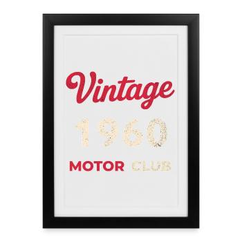 Cadeau vintage de l’année de naissance rétro du Motor Club des années 1960 - Affiche encadrée (27 × 37 cm) - noir - Devant