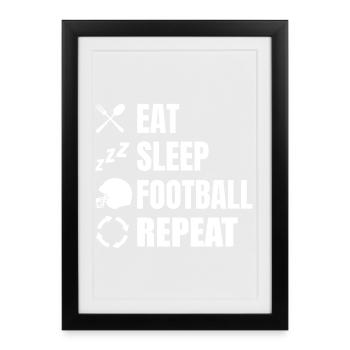 Eat Sleep Football Replay - Affiche encadrée (27 × 37 cm) - noir - Devant