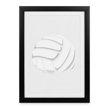 Volleyball Beachvolleyball Volleyballer Ball - Gerahmtes Poster (27 × 37 cm) - Schwarz - Vorne