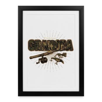 Grand-père pêcheur Angeln Opa - Affiche encadrée (27 × 37 cm) - noir - Devant