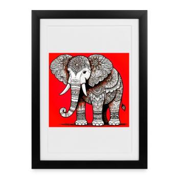 éléphant - Affiche encadrée (27 × 37 cm) - noir - Devant