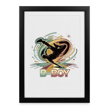 B-Boy Breakdance Hip Hop Danse Streetstyle - Affiche encadrée (27 × 37 cm) - noir - Devant