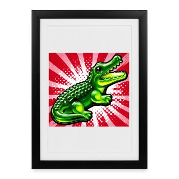 crocodile - Affiche encadrée (27 × 37 cm) - noir - Devant