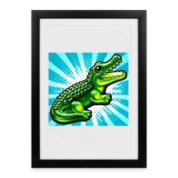 crocodile - Affiche encadrée (27 × 37 cm) - noir - Devant
