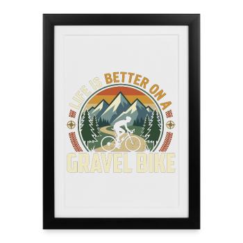 Aventure de VTT en gravel bike - Affiche encadrée (27 × 37 cm) - noir - Devant