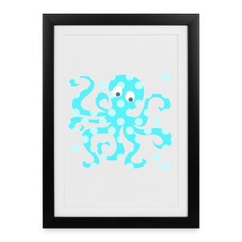 Octopus Squid Dots Dots Comic Sea Animal - Framed poster (27 × 37 cm) - black - Front