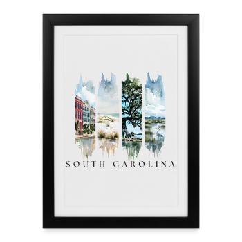 Voyage en Caroline du Sud – Charleston Charme & Plage - Affiche encadrée (27 × 37 cm) - noir - Devant