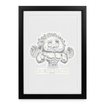 Gains et Tacos Avocat - Affiche encadrée (27 × 37 cm) - noir - Devant