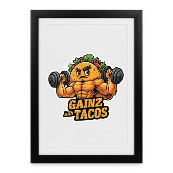 Funny Gym Taco for Men Bodybuilding Fast Food - Framed poster (27 × 37 cm) - black - Front