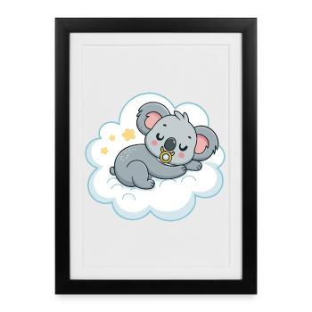 Koala rêveur sur nuage à tétine - Affiche encadrée (27 × 37 cm) - noir - Devant