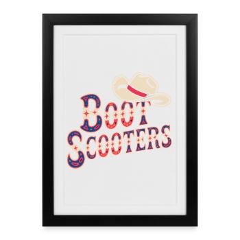 Boat Scooters Western Rodeo - Affiche encadrée (27 × 37 cm) - noir - Devant