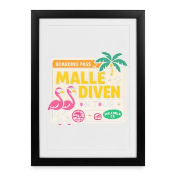 Malle Divas On Tour Women's Flamingo Mallorca Party - Framed poster (27 × 37 cm) - black - Front