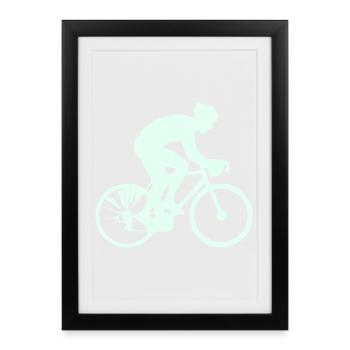 Cyclist Silhouette Mint - Framed poster (27 × 37 cm) - black - Front