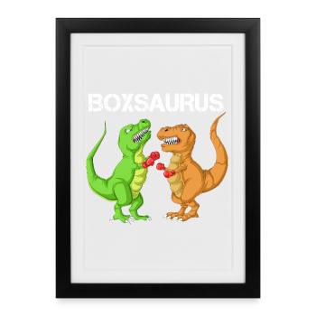 Boxe Saurus Dinosaure Drôle de T-Rex Combattant de gym - Affiche encadrée (27 × 37 cm) - noir - Devant