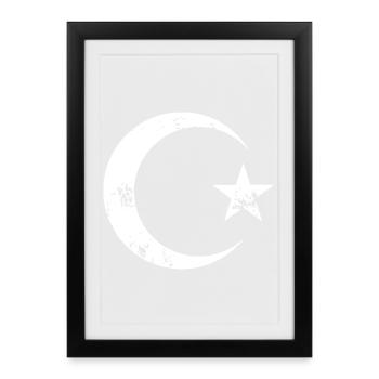 Ciel nocturne en croissant lunaire - Affiche encadrée (27 × 37 cm) - noir - Devant